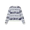 Fila Color Block Printed V-Neck Single-Breasted Long Sleeve Knit Top Women Tops Gray F11W238404F-ZA