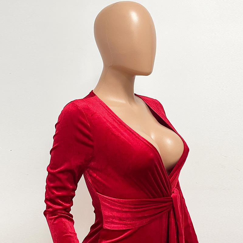 GMXIA Женский флисовый комбинезон с длинными рукавами и глубоким V-образным ремнем