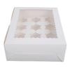 6PCS Set Cupcake Container 12 Holes Cardbord Bakery Pastry Carrier Box with Transparent Window