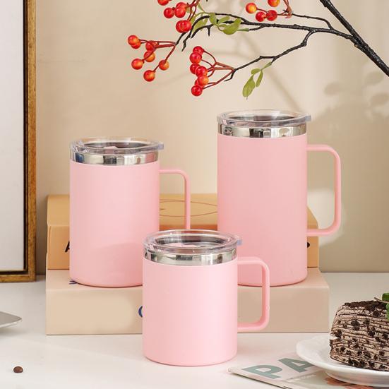Кружка для кофе из нержавеющей стали с ручкой, раздвижной крышкой, двойной стенкой, вакуумной изоляцией, дорожная чашка для горячих и холодных напитков, чашка для чая без брызг