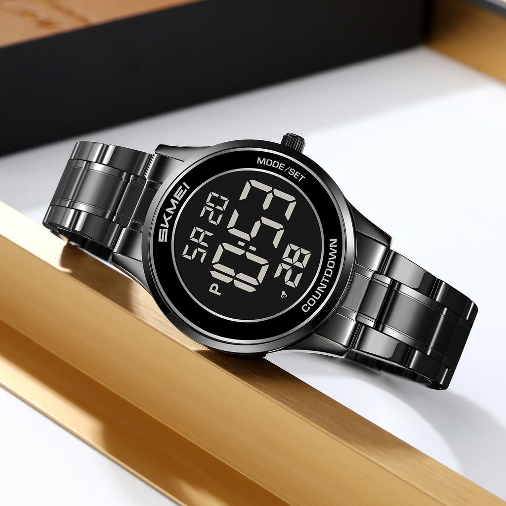 SKMEI 2425 Electric Wristwatch Fashion Casual Clock 3Bar Waterproof EL Light Stopwatch Week Date Calendar Countdown Timer