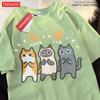 Applause Three Cats Orange Catsmen Tee Shirt Graphic Personality T Shirts High-Quality Pattern T-Shirt Cotton Fashion Tops