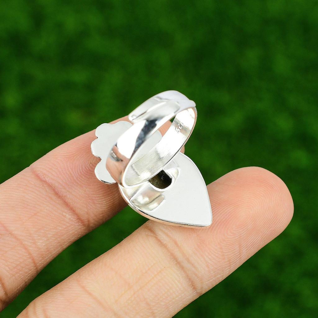 Natural Tiger'S Eye Gemstone Multi Stone Flower Adjustable Ring 925 Silver