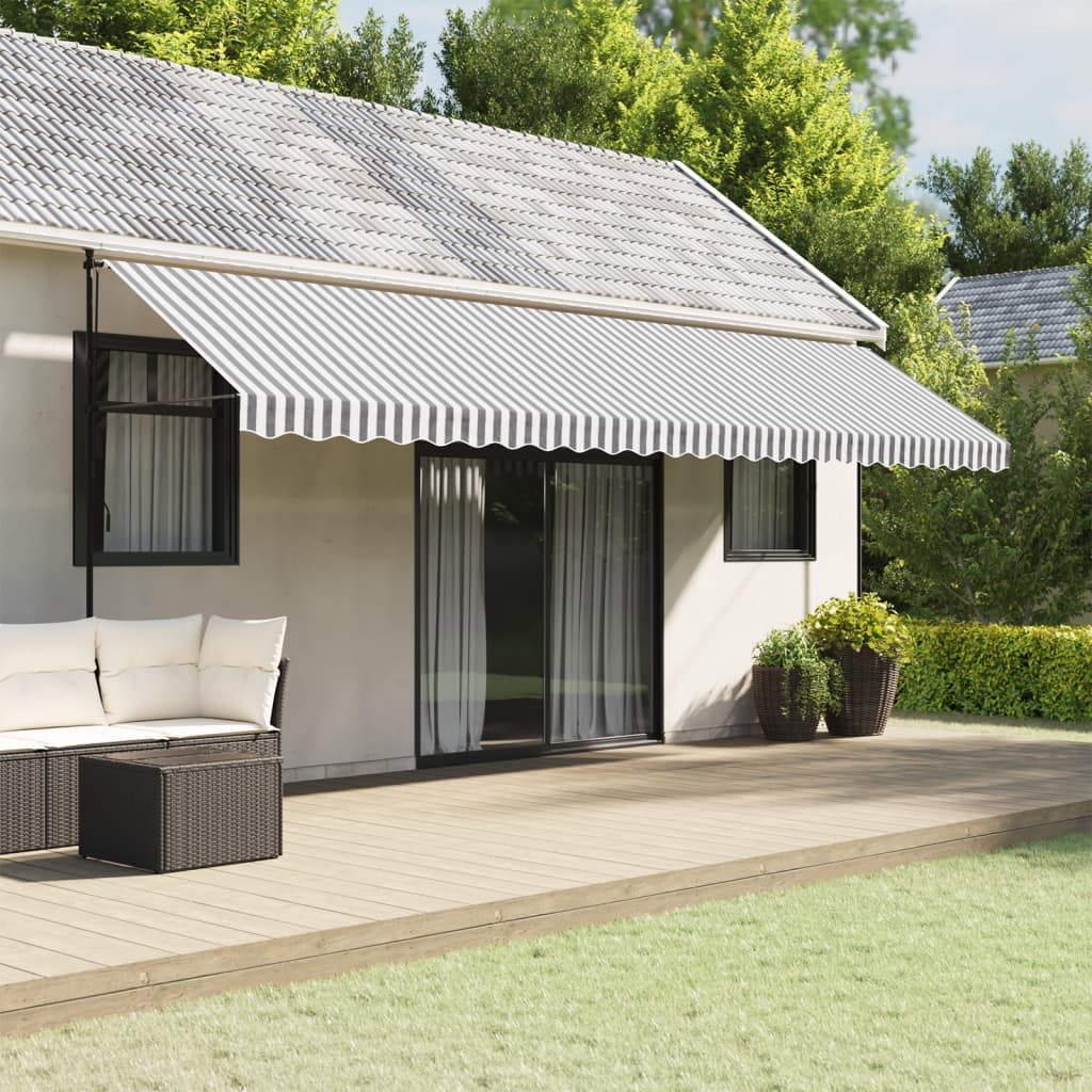 Awning Valance Anthracite and White Striped 6 m