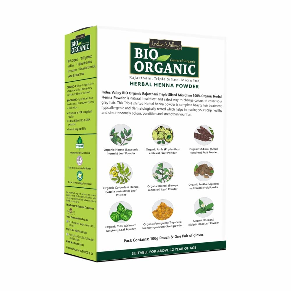 Натуральная хна для волос (100 г), Herbal Henna Powder, Indus Valley