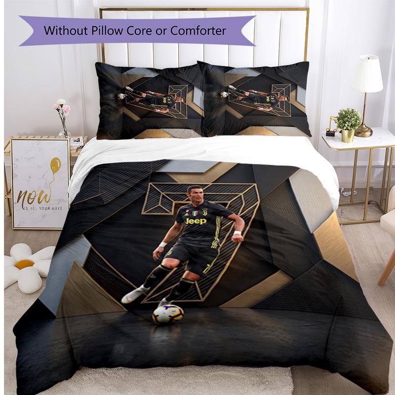 Cristiano Ronaldo Printed Bedding 3 Piece Set Cozy Breathable Bed Cover Set as Housewarming Holiday Gift