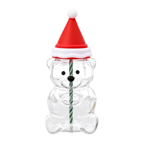 Yousheng Bear Glass Cup with Spill-Proof Lid And Straw Cute Bear Tumbler for Coffee Smoothies Juice Hot Cold Drinks Reusable Leak-proof Drinkware