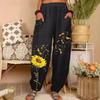 Women Cropped Trousers Dandelions Floral Printed Lounge Pants Loose Straight Leg Yoga Pants Beach Bottoms