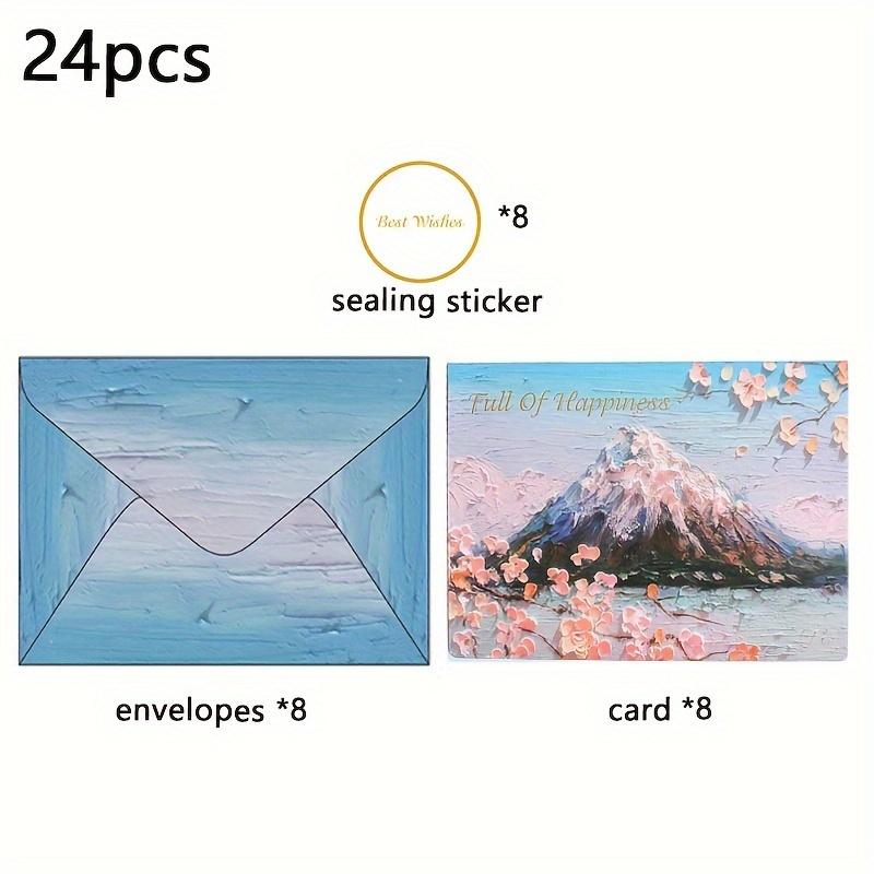 8 шт. простых поздравительных открыток с днем рождения, поздравительных открыток, конвертов и наклеек с печатью, креативных поздравительных открыток ко Дню святого Валентина