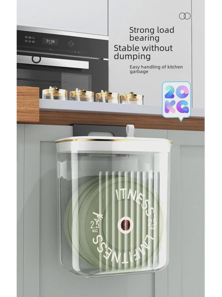 Wall-Mounted Kitchen Waste Bin with Lid - Versatile Trash Basket for Kitchen or Bathroom.