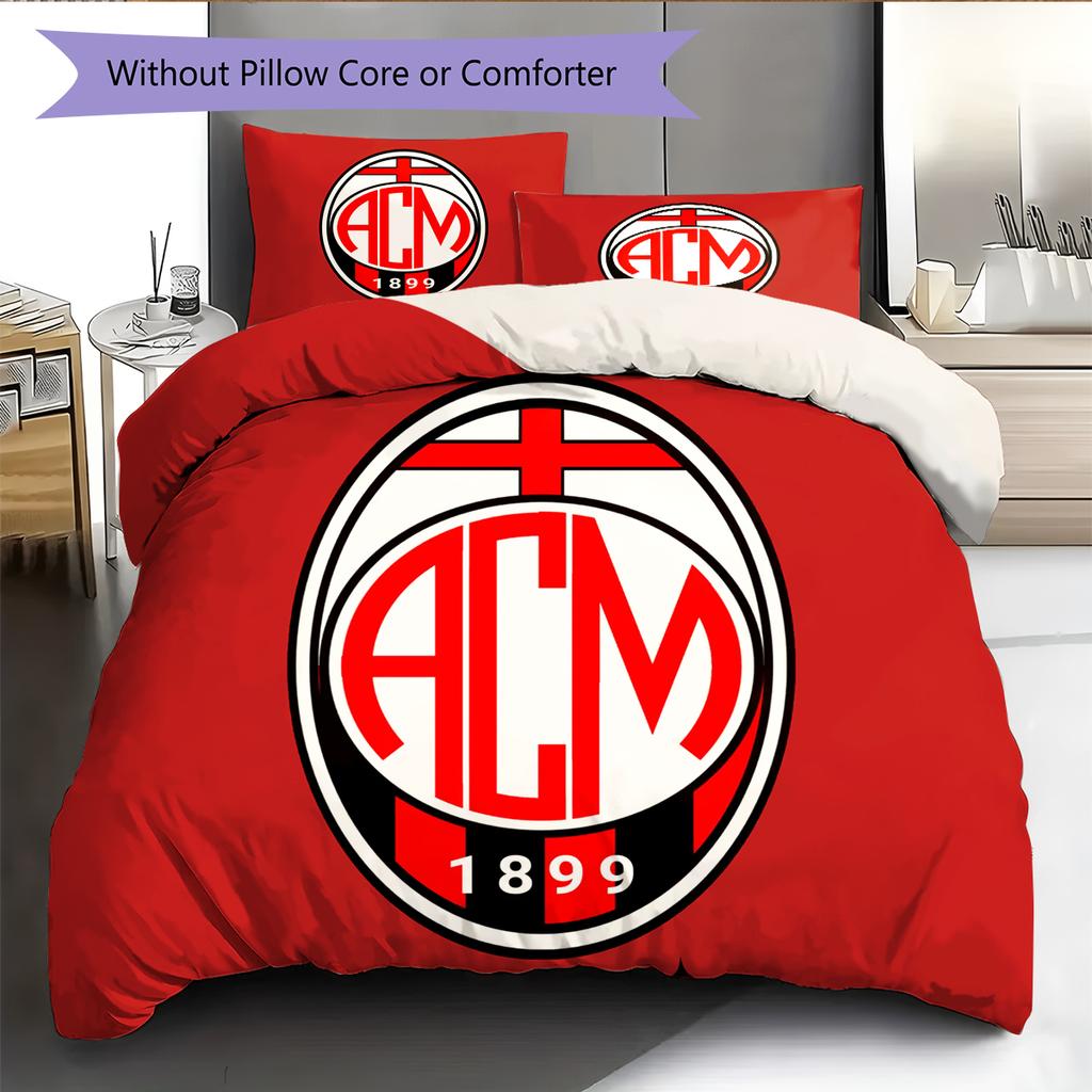 AC Milan Pattern Bedding Home Decoration Birthday Gift (1 * duvet cover + 2 * pillowcase, without core)