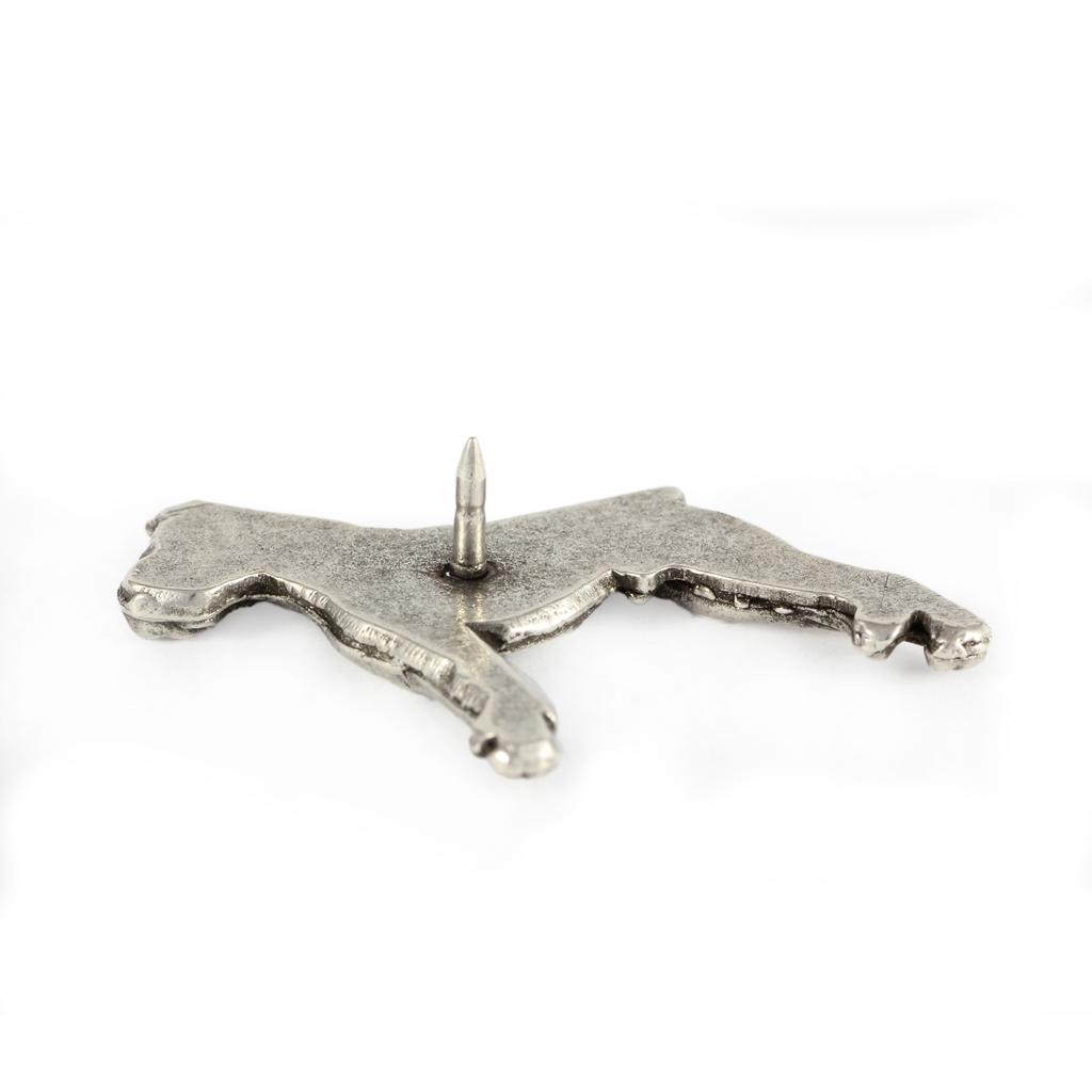 Boxer, German Boxer II  - Silver-plated dog brooch, elegant pin, jacket lapel decoration by Art-Dog brand