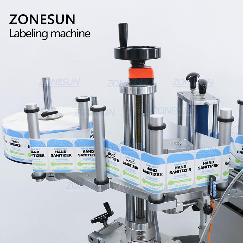 ZONESUN ZS-TB806 Vertical Semi-Automatic Square Laundry Detergent Toilet Cleaner Bottle Double Sides Labeling Machine