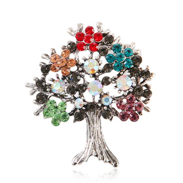 Винтажная Изысканная Мода Ниша Дерево Фортуны Брошь Брошь Булавка Стразы Сплав Ювелирные Изделия Аксессуары Для Одежды