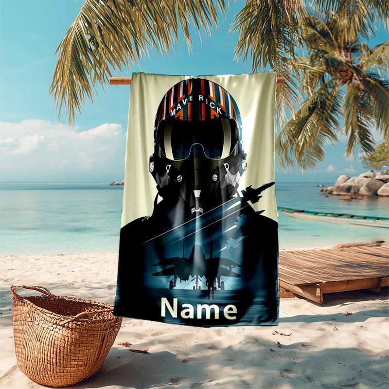 Personalized customized proof beach towel with Top Gun Maverick pattern - soft, absorbent,quick-drying,perfect swimming,camping&bathing