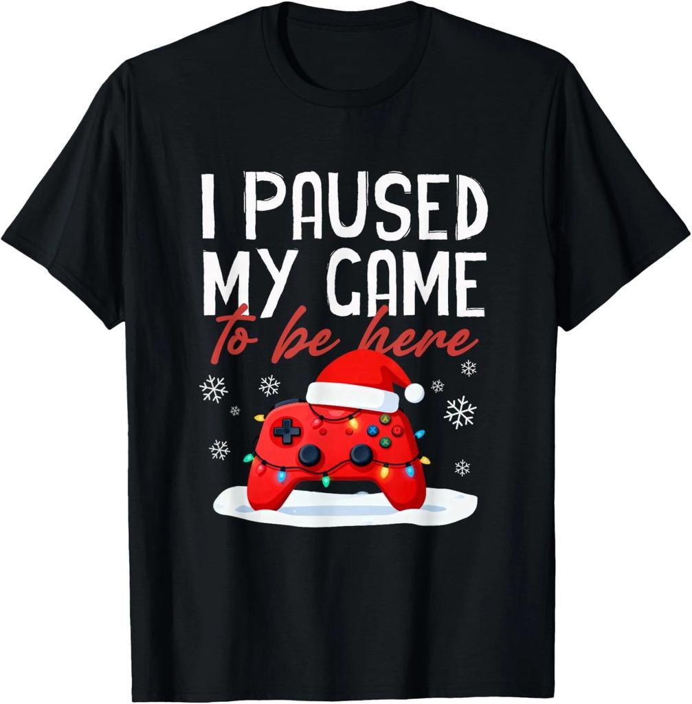 I Paused My Game to Be Here Game Controller Santa Unisex T-Shirt