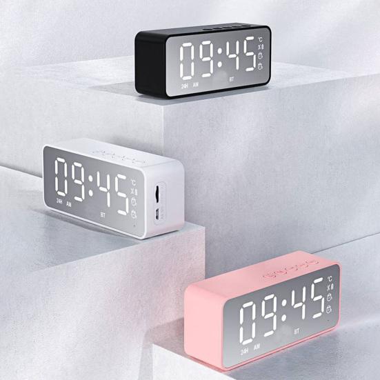 G50 Wireless Speaker Mini Mirror Surface Design Support TF Card 2-in-1 Practical Bluetooth-compatible Loudspeaker Alarm Clock for Home