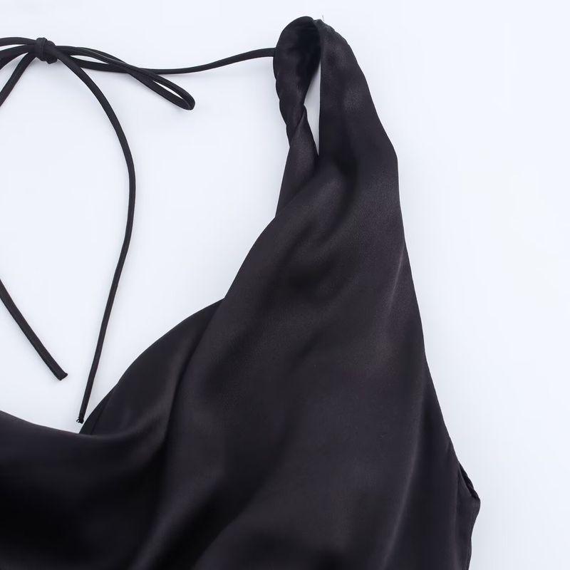 Kaslead New Women Clothes Western Style Fashion Slim Fit Silk Satin Texture Dress 2590934