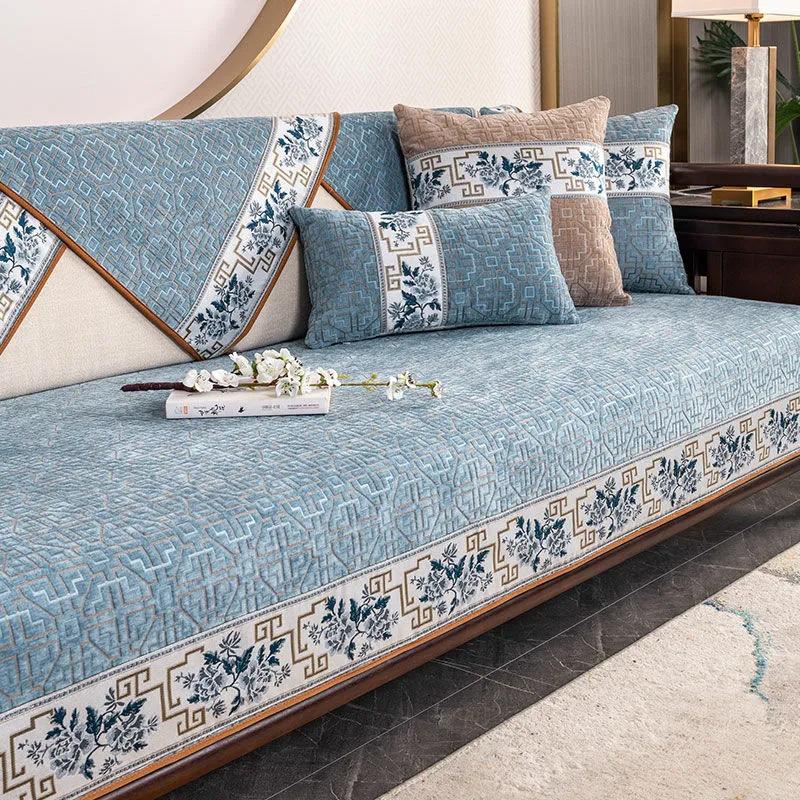 Диванная подушка в классическом стиле Four Seasons Универсальная нескользящая тканевая подушка Комплексное полное покрытие Грязеотталкивающий кожаный чехол для дивана