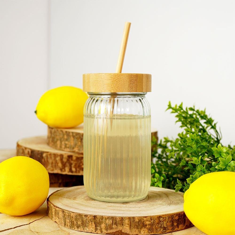 Cup Jar for Drinking Beverages Water Lemonade Juice Drinks with Straw