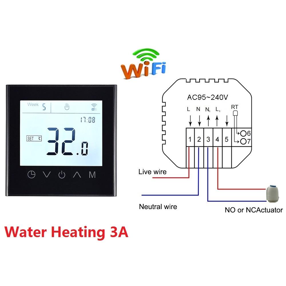 Термостат с сенсорным экраном Tuya Smart WiFi контроллер температуры для электрического/водяного/газового котла 16A 3A работает с Google Home
