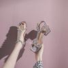 Sandals Women's New Summer Women's Shoes Temperament Thick Heel Medium Heel Rhinestone Temperament High Heels
