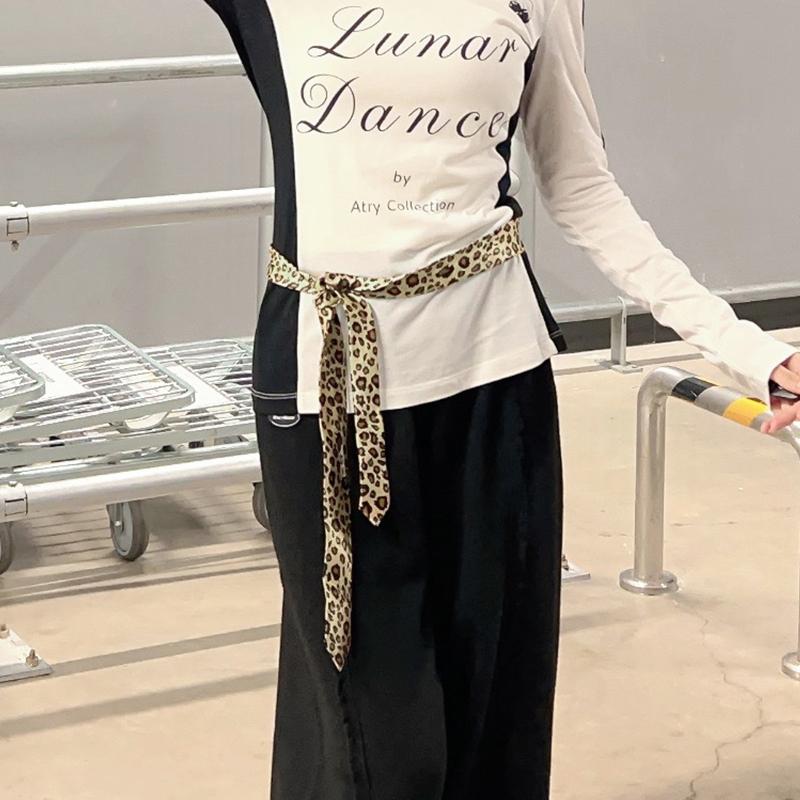 Women'S Retro Leopard Print Tie Tie And Belt Dual Purpose Decoration