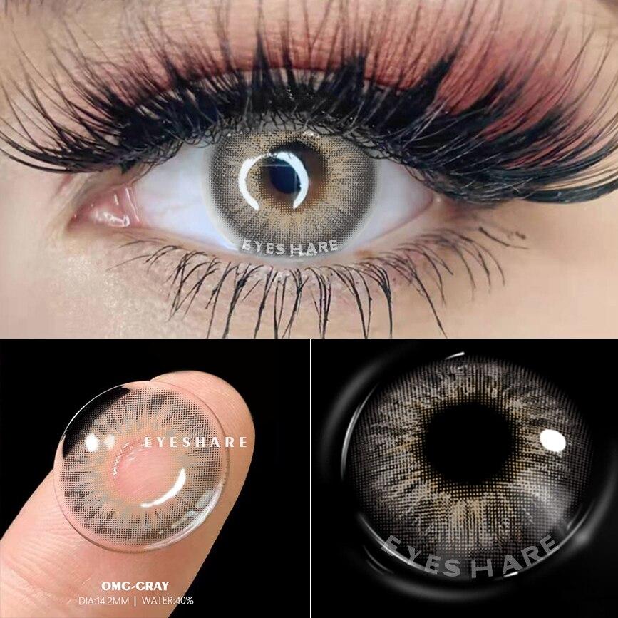 Eyeshare Natural Color Contact Lenses 1pair Yearly Blue Green Brown Gray Beauty Pupils Cosmetic