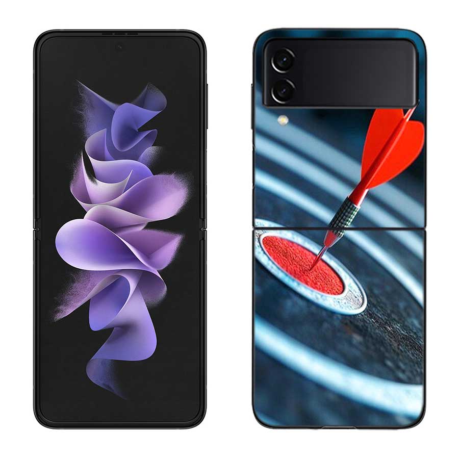 Darts Aesthetics Wire Target Phone Case For Samsung Z Flip 7 6 5G Galaxy Z Flip 5 4 3 Black Hard Cell Cover Luxury PC Shell Coq