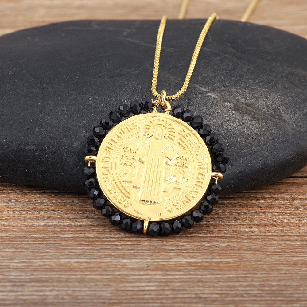 Nidin Новый Креативный Дизайн Круглая Форма Инкрустированные Бусины Подвеска-Шарм Ожерелье Для Женщин Мужчин Религиозный Стиль Ювелирные Аксессуары Подарок