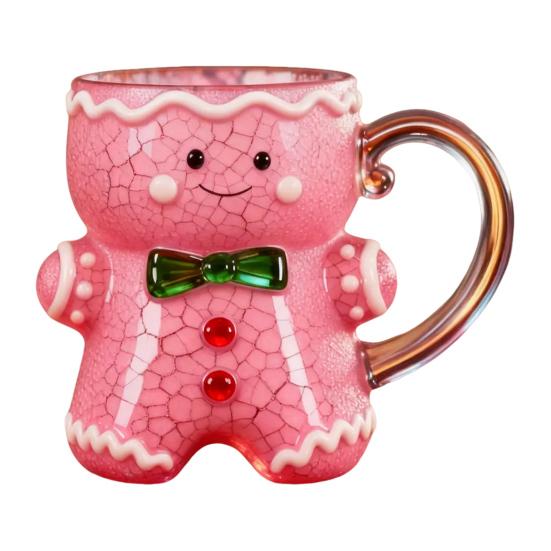 Ceramic Gingerbread Man Mug Christmas Gingerbread Man Shaped Coffee Cup with Handle for Coffee Tea Hot Chocolate Water