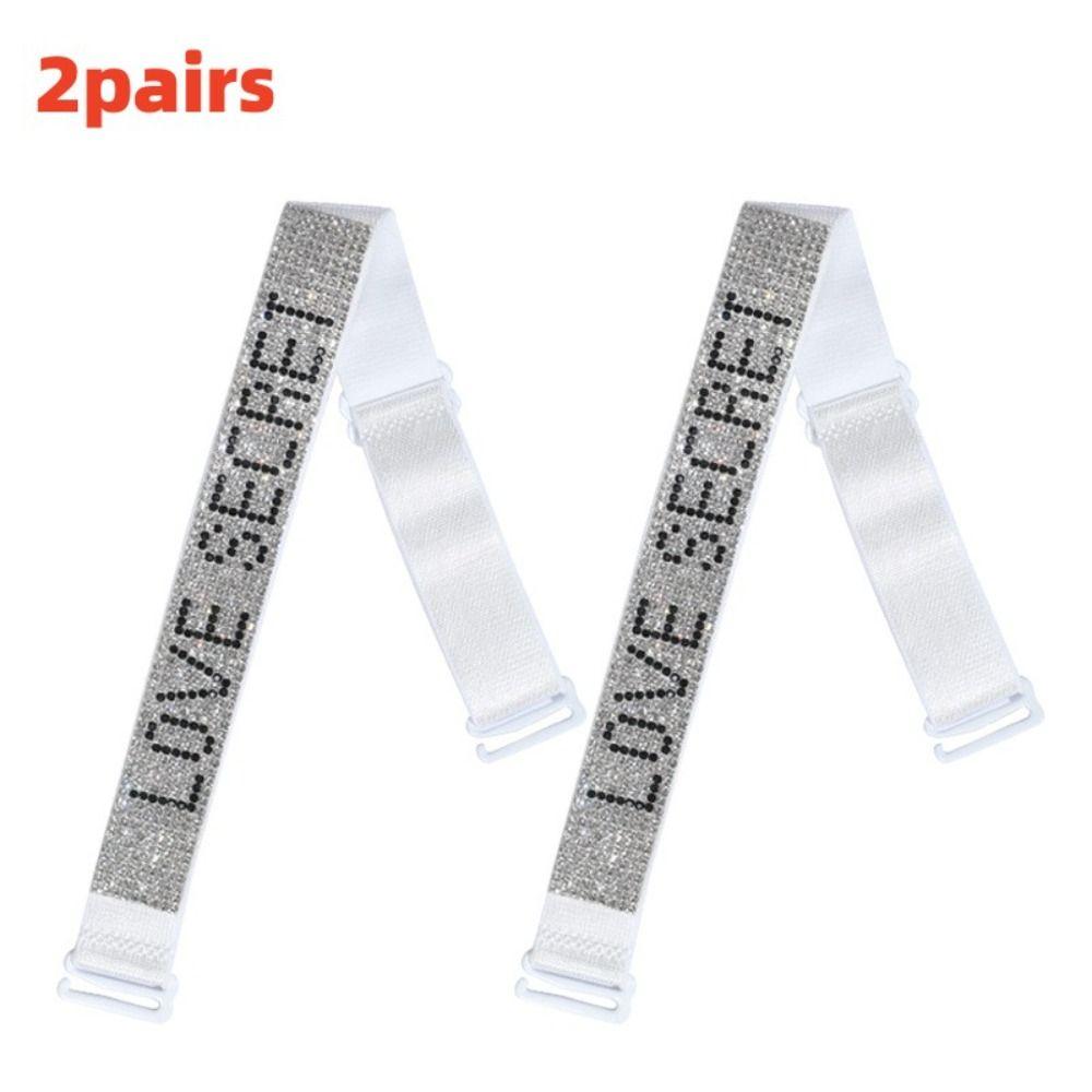 2pairs Adjustable Bra Shoulder Strap Anti Slip Underwear Strap Rhinestone Bra Strap Ladies