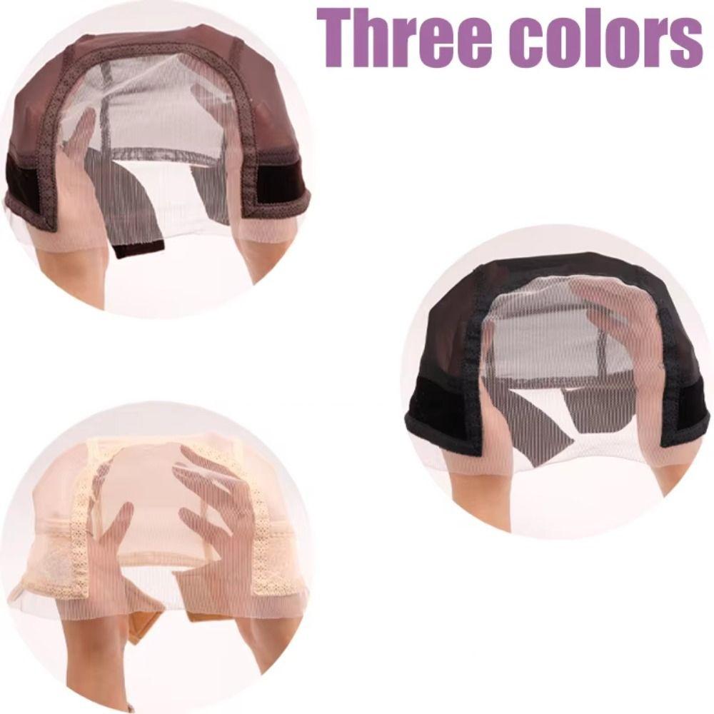 U-образная вентиляционная шапочка для парика с резинкой для захвата, кружевная шапочка для парика, новая купольная сетчатая шапочка для парика без клея