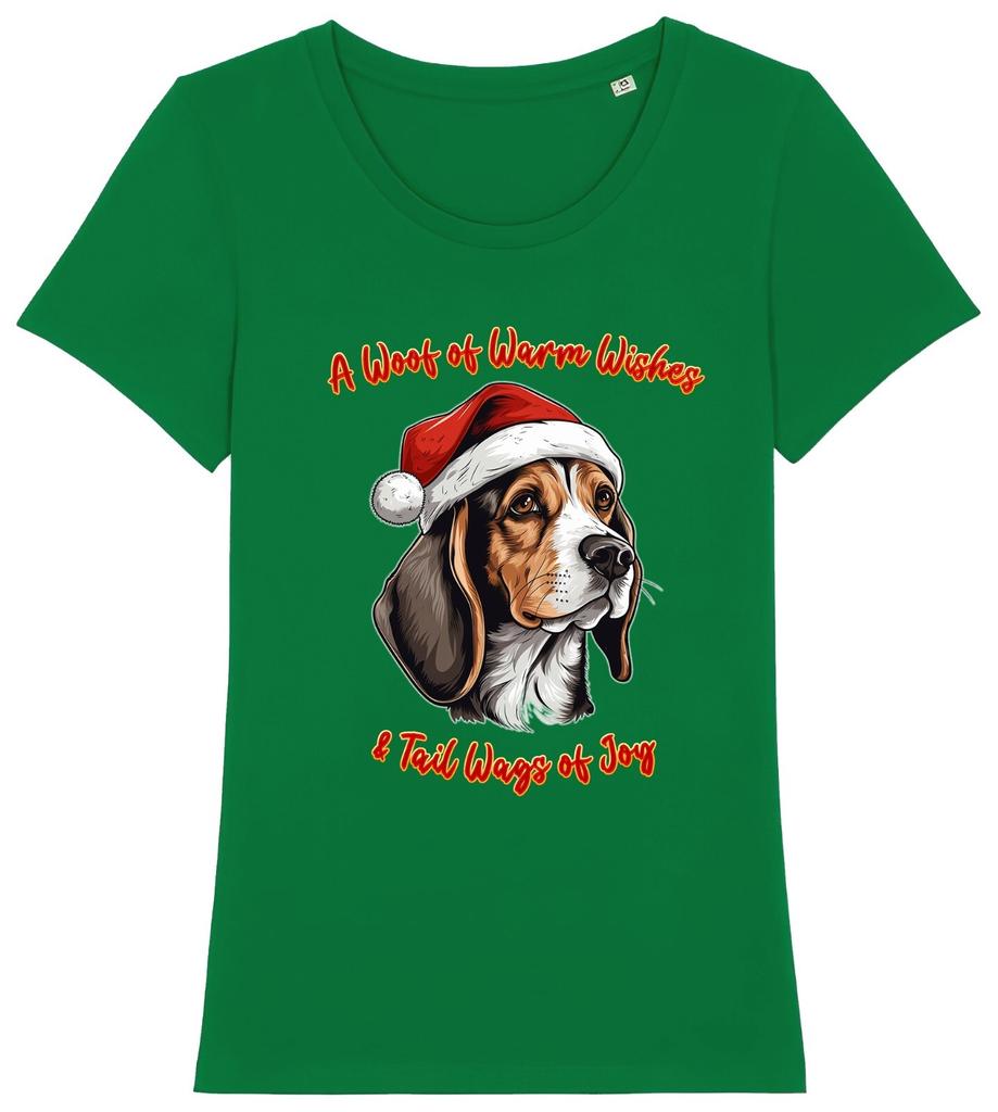 Женская Рождественская футболка BEAGLE Мужские Женские Футболки Топ Шапка Санты Собака Гав Пожелания Праздничный Подарок Щенок Питомец
