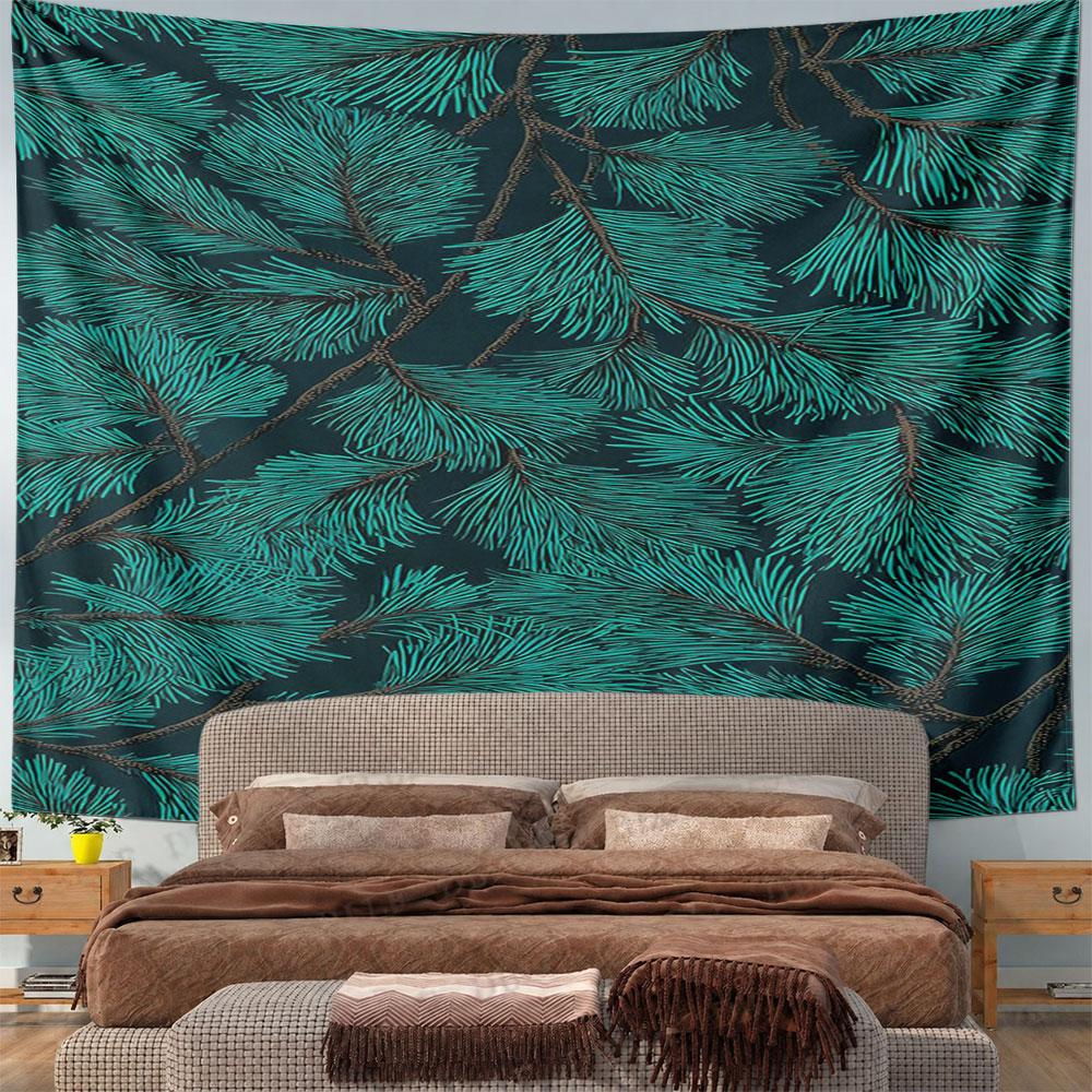 Pine Branches on Dark Background Pattern Wall Hanging Tapestry Decorative Tapestry Home Decor for Bedroom and Living Room