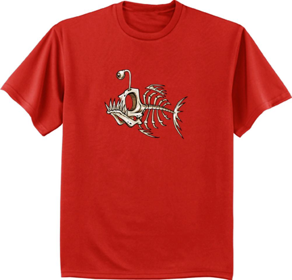 Men's big and tall t-shirt funny fish bones design fishing decal tee shirt