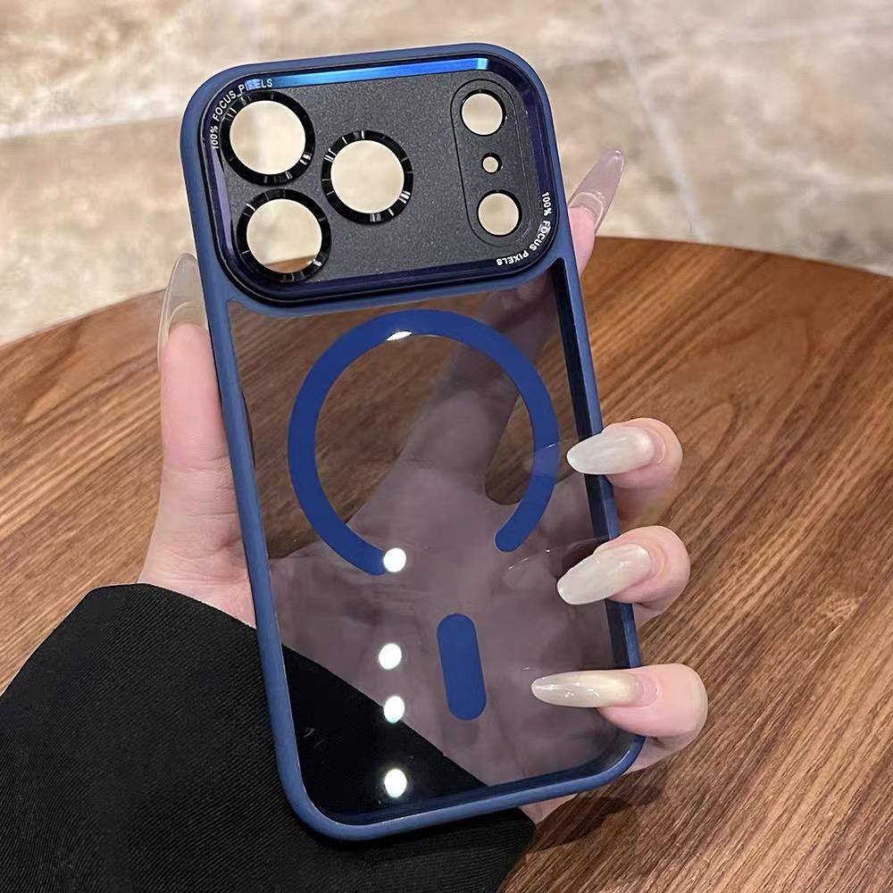 Роскошная противоударная броня-бампер для защиты камеры для iPhone 17 Air 16 15 14 Plus 13 12 11 Pro Max Прозрачная для Magsafe Чехол