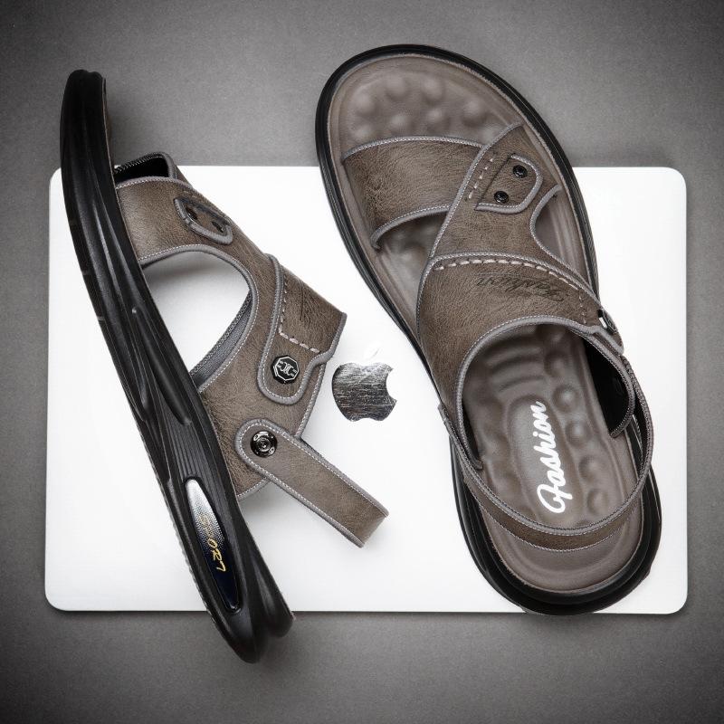 Мужские летние сандалии для дома, повседневной носки, улицы, вождения, двойного назначения, с мягкой подошвой, нескользящие, новинка 2025 года, пляжные шлепанцы