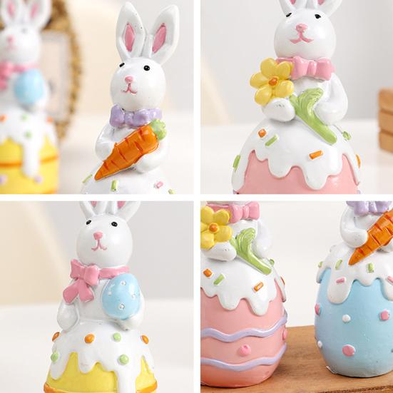Статуэтка пасхального кролика, резиновые фигурки кроликов с цветком/яйцом/морковкой, настольные украшения для домашнего офиса, фермерского дома, весенний декор