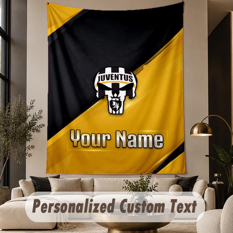 Custom Text Tapestry Juventus FC Print Wall Tapestry Indoor Living Room Wall Decor