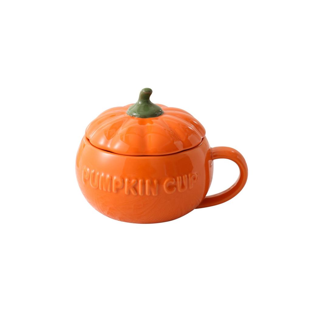 Милая кружка-тыква, керамическая кружка, кружка для молока, супа, завтрака, оригинальная, персонализированная, мультяшная кружка с крышкой