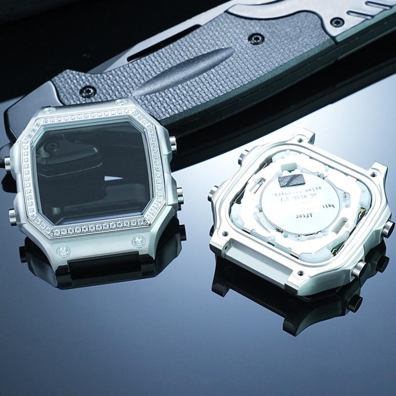 Чехол для Casio 3299 маленький квадратный AE-1200 1300, модифицированный корпус из нержавеющей стали с инкрустированным стразами корпусом, DIY