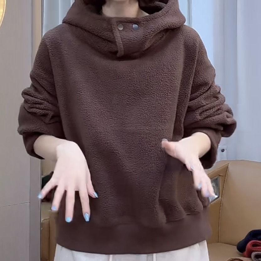 Осень-зима Новые модные толстовки с капюшоном с длинным рукавом Женская одежда Повседневная корейская универсальная теплая простая трендовая одежда Топы