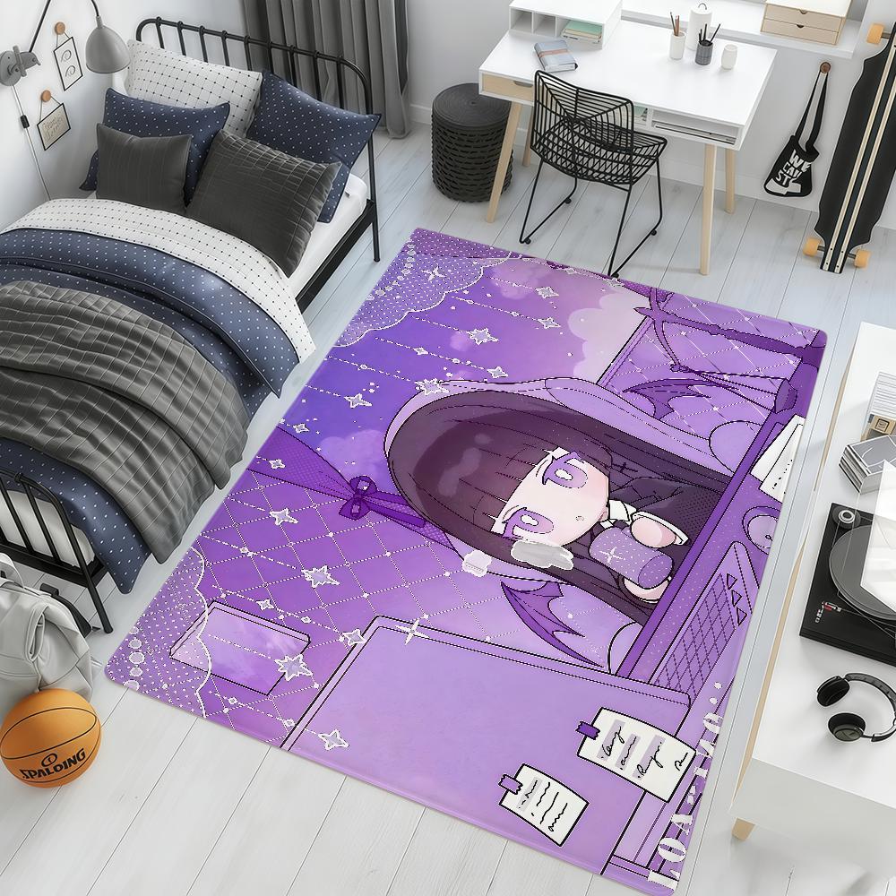 Милое art y2k розово-фиолетовая аниме-девушка hogar Прикроватный коврик Кухня Ванная Коврик для пола Коридор Балкон Ковер Прихожая Коврик для двери Декор Дом