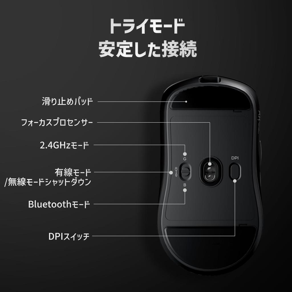 RK ROYAL KLUDGE RK M3 Wireless Gaming Lightweight PAW3950 Optical 42000 8000Hz Polling 5 Customizable Black Mouse, Rechargeable, 47g, Sensor,