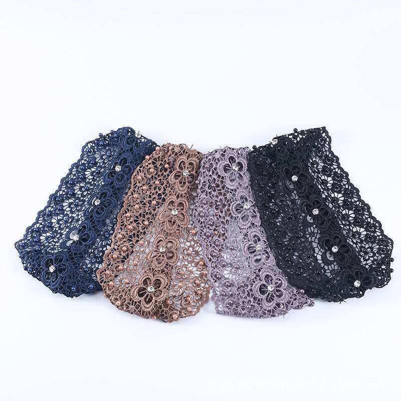 Korean Summer Pearl Lace Elastic Headband - Thin, Wide & Hollow Design Hair Accessory