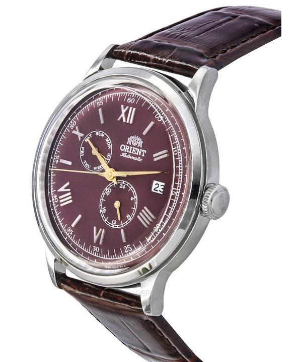 Orient Bambino GMT Version 8 кожаный ремешок красный циферблат автоматические часы RA-AK0705R10B RA-AK0705R30B мужские часы