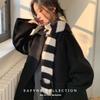 Black and White Striped Plush Small Scarf for Women Autumn and Winter Korean Style  Versatile Thickened  Warm and Cold Proof Narrow Scarf