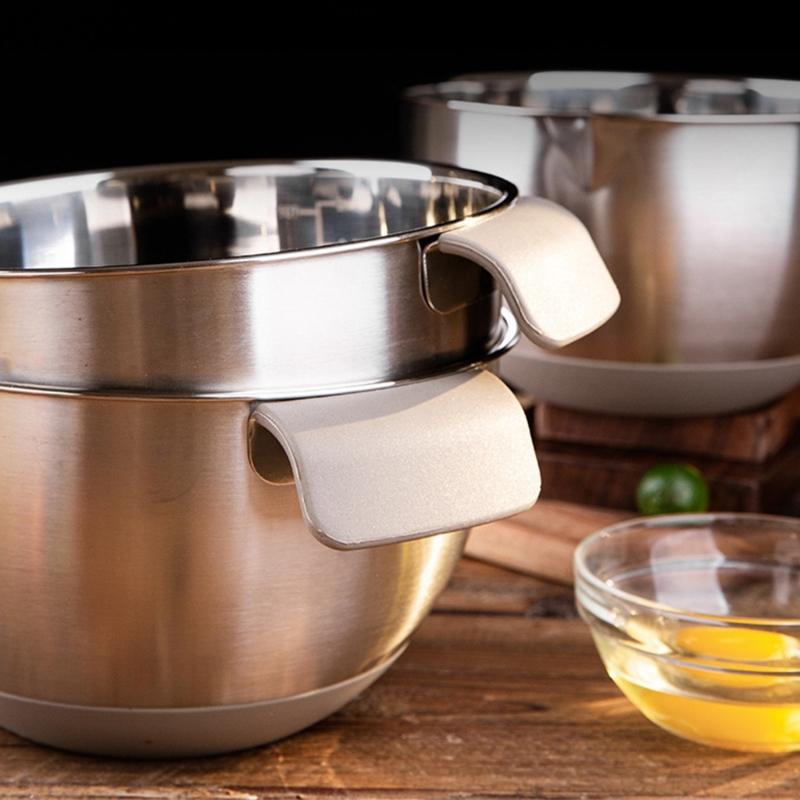 Миска для смешивания с нескользящей ручкой, нержавеющая миска для приготовления пищи, выпечки и приготовления еды, кухонные аксессуары