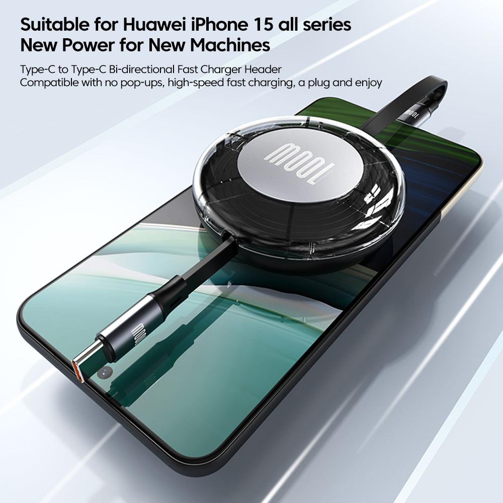 Выдвижной кабель PD 100 Вт USB Type C на Type C Быстрая зарядка USB C Кабель для зарядки Для iPhone Samsung Планшета ПК Ноутбука Кабель для передачи данных
